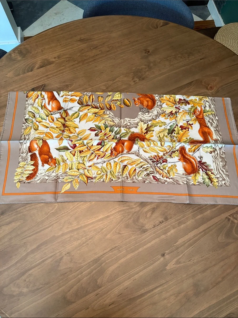 Hermes Autumn Leaves Silk Scarf - Orange, Brown, Green